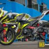 Decal stiker GSX-R150 White SHARK YELLOWLIME FULLBODY + Stiker Velg